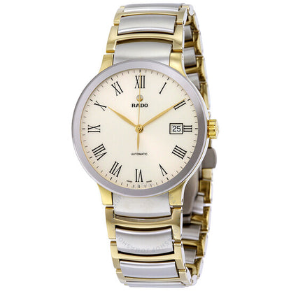 رادو، ساعة سينتريكس أوتوماتيكية للرجال بمينا أبيض ثنائي اللون