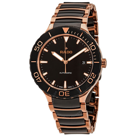 Rado, Centrix Black Dial Automatic Men's Two Tone Watch