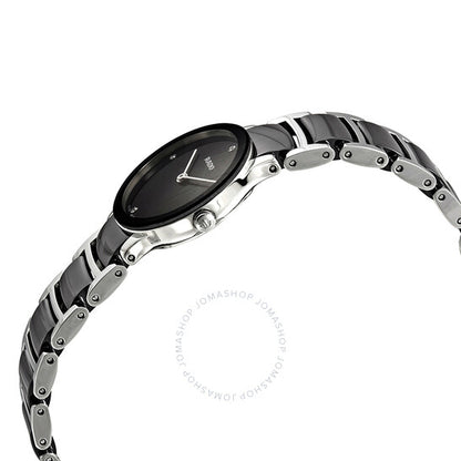 Rado, Centrix Black Dial Steel and Ceramic Ladies Watch