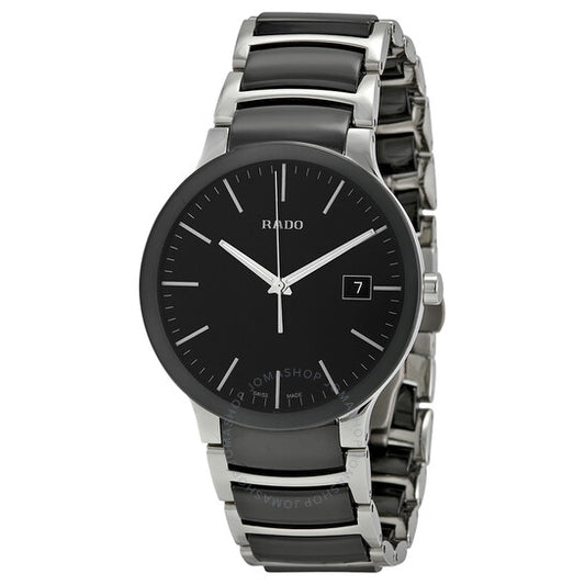 Rado, Centrix Black Dial Stainless Steel and Black Ceramic Men's Watch