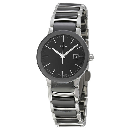 Rado, Centrix Black Dial Two-tone Ceramic Ladies Watch