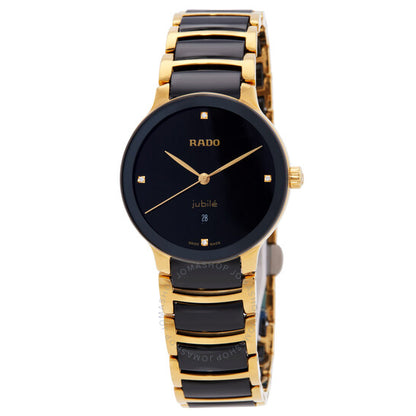 رادو، ساعة سينتريكس دايموندز كوارتز سوداء اللون للسيدات