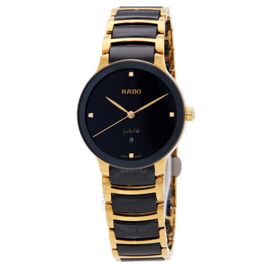 رادو، ساعة سينتريكس دايموندز كوارتز سوداء اللون للسيدات