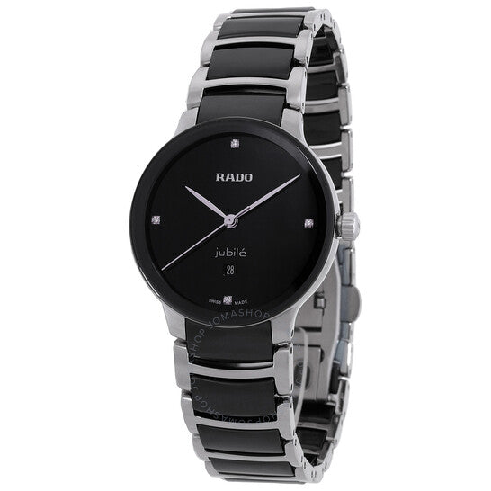 رادو، ساعة سينتريكس دايموندز كوارتز سوداء اللون للسيدات