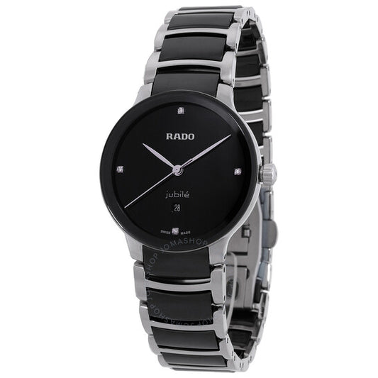 رادو، ساعة سينتريكس دايموندز كوارتز سوداء اللون للسيدات