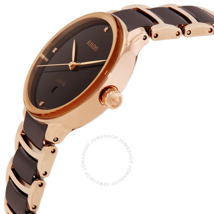 رادو، ساعة سينتريكس دايموندز كوارتز بمينا بني للسيدات