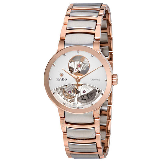 Rado, Centrix Open Heart Automatic Silver Skeleton Dial Ladies Watch