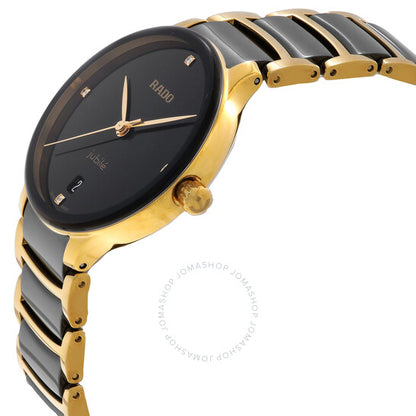 رادو، ساعة سينتريكس كوارتز ماسية بمينا سوداء للسيدات