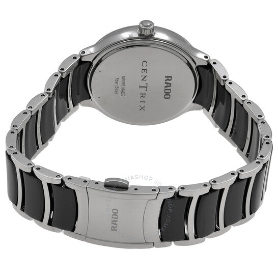 رادو، ساعة سينتريكس كوارتز ماسية بمينا سوداء للسيدات