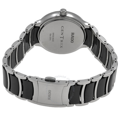 رادو، ساعة سينتريكس كوارتز ماسية بمينا سوداء للسيدات