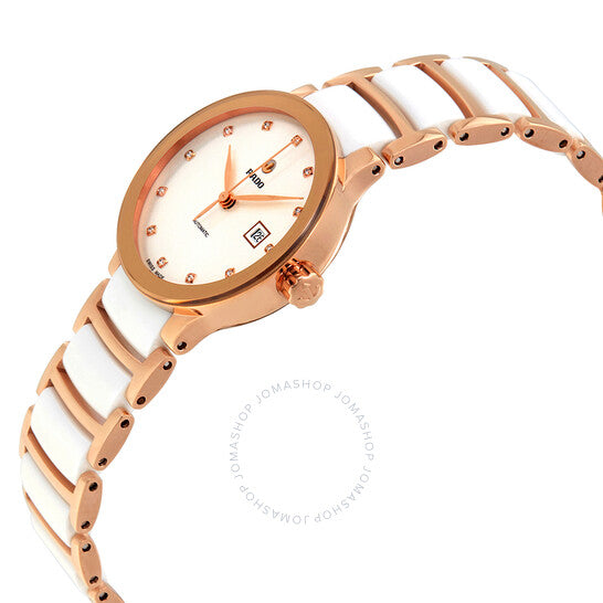 رادو، ساعة سينتريكس أوتوماتيكية بمينا أبيض ماسي للسيدات