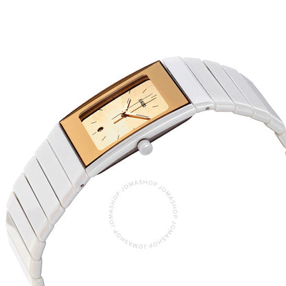 Rado, Ceramica Quartz Gold Dial Ladies Watch