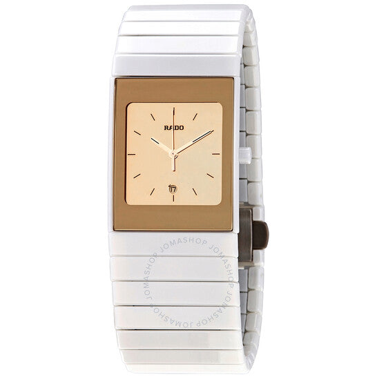 Rado, Ceramica Quartz Gold Dial Ladies Watch