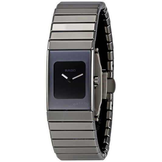 Rado, Ceramica Small Black Dial Platinum Tone Ceramic Ladies Watch