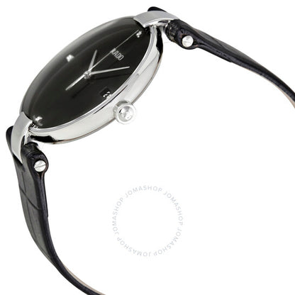 Rado, Coupole Black Diamond Dial Black Leather Men's Watch