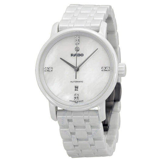 Rado, Diamaster Automatic Mother of Pearl Dial White Ceramic Ladies Watch