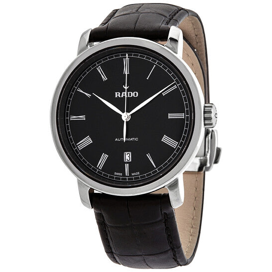 Rado, DiaMaster Automatic Black Dial Men's Leather Watch