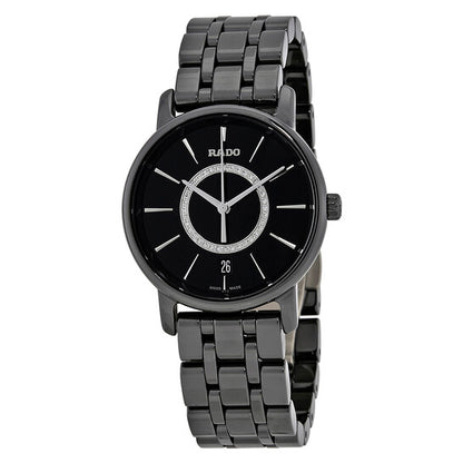 Rado, DiaMaster Black Diamond Dial Black Ceramic Ladies Watch