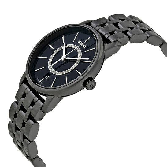 Rado, DiaMaster Black Diamond Dial Black Ceramic Ladies Watch