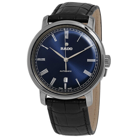 Rado, DiaMaster Automatic Blue Dial Black Leather Men's Watch