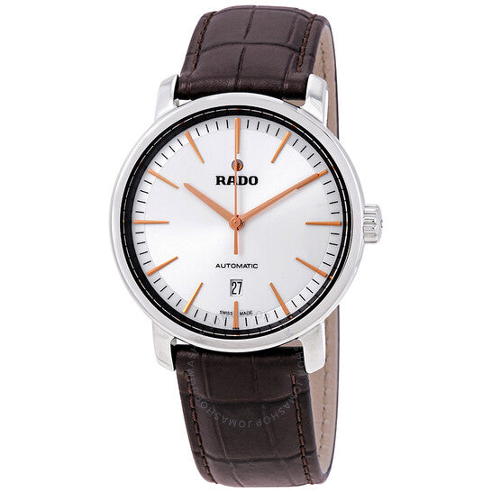 Rado, DiaMaster XL Silver Dial Automatic Men's Leather Watch
