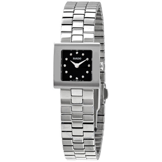 Rado, DiaStar Sqaure Quartz Diamond Black Dial Ladies Watch