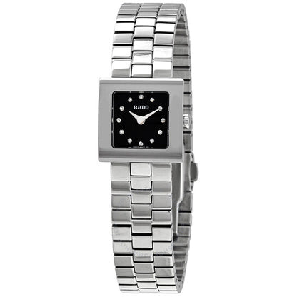 Rado, DiaStar Sqaure Quartz Diamond Black Dial Ladies Watch