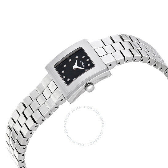 Rado, DiaStar Sqaure Quartz Diamond Black Dial Ladies Watch