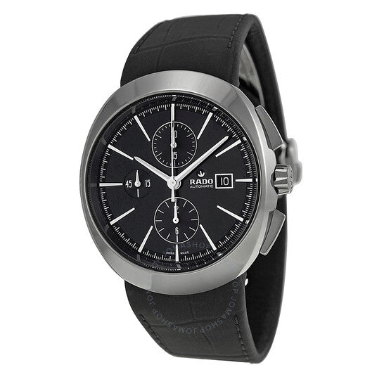 Rado, D-Star Automatic Black Dial Black Leather Men's Watch