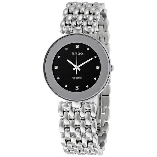 Rado, Flourence Black Dial Stainless Steel Ladies Watch