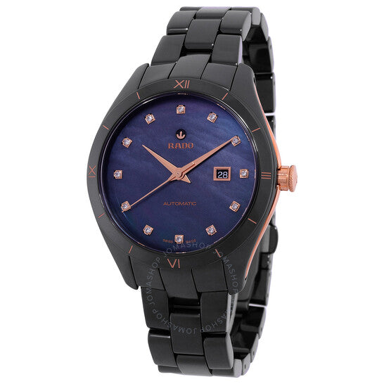 رادو، ساعة هايبركروم أوتوماتيكية نسائية بمينا أسود من الألماس