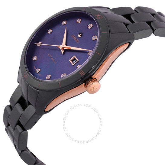 رادو، ساعة هايبركروم أوتوماتيكية نسائية بمينا أسود من الألماس