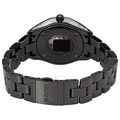 رادو، ساعة هايبركروم أوتوماتيكية بمينا سوداء مرصعة بالألماس للسيدات