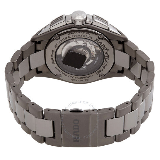 رادو، ساعة هايبر كروم كرونوغراف أوتوماتيكية للرجال بمينا رمادي