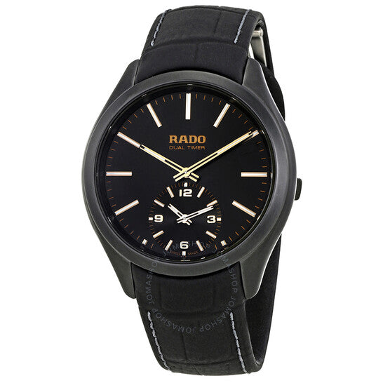 Rado, Hyperchrome Dual Timer Black Dial Leather Men's Watch