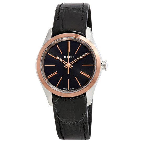 Rado, Hyperchrome S Black Sunburst Black Leather Ladies Watch