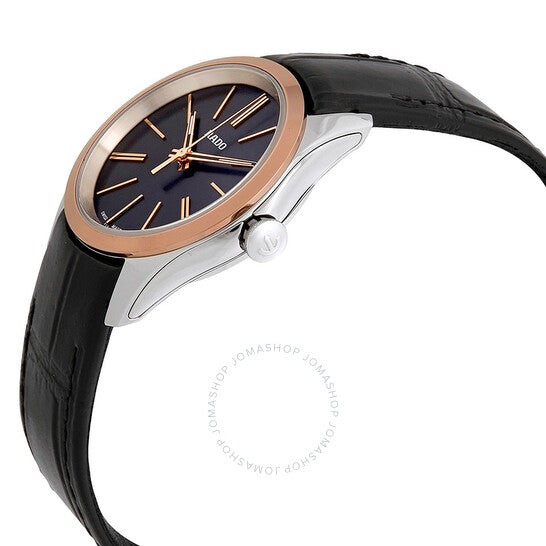 Rado, Hyperchrome S Black Sunburst Black Leather Ladies Watch