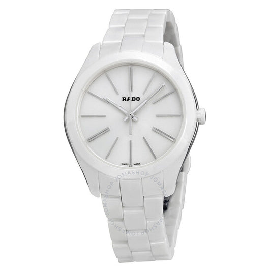 Rado, HyperChrome White Dial Stainless Steel and Ceramic Case Ceramic Bracelet Ladies Watch