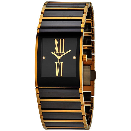 Rado, Integral Black Dial Ladies Two Tone Watch