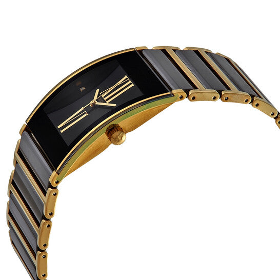 Rado, Integral Black Dial Ladies Two Tone Watch