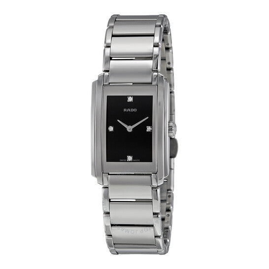 Rado, Integral Black Dial Stainless Steel Ladies Watch