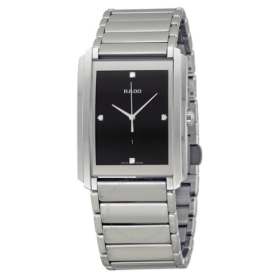 Rado, Integral Black Dial Stainless Steel Men's Quartz Watch