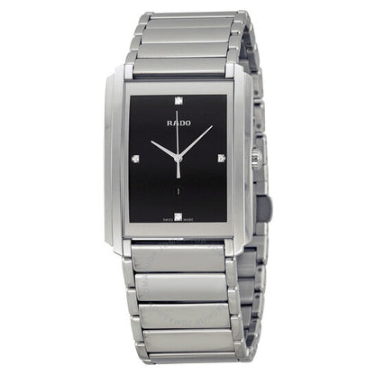 Rado, Integral Black Dial Stainless Steel Men's Quartz Watch
