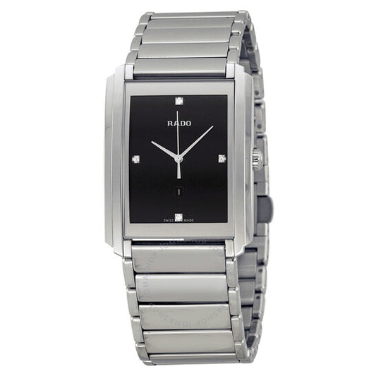 Rado, Integral Black Dial Stainless Steel Men's Quartz Watch