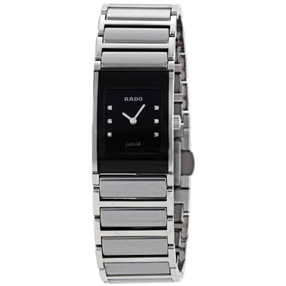 Rado, Integral Black Dial Stainless Steel Ladies Watch