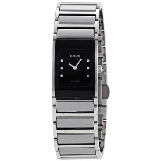 Rado, Integral Black Dial Stainless Steel Ladies Watch