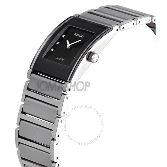Rado, Integral Black Dial Stainless Steel Ladies Watch