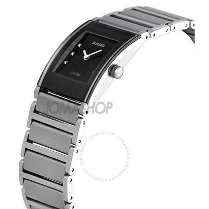 Rado, Integral Black Dial Stainless Steel Ladies Watch