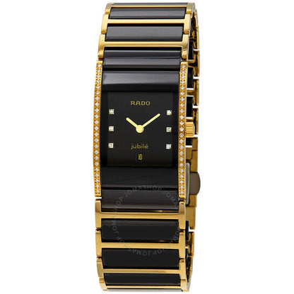 Rado, Integral Black Dial Two-tones Diamond Ladies Watch
