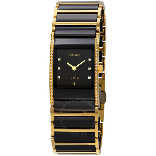 Rado, Integral Black Dial Two-tones Diamond Ladies Watch